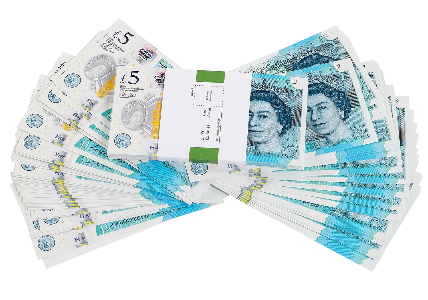 cardly FAKE MONEY £5 BILLS, PROP MONEY POUND | UK COMPANY | 100 NOTES| £500 Stack | For Movies, Advertising, Play, Party, Supreme, Gun, Fancy Dress, Casino Games (5 GBP)