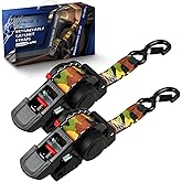 ANLULOAD 2 Packs Retractable Ratchet Straps (1.5in x 12.3ft),Cargo Strap Tie Downs for Trunk, Garage Motorcycles, Atvs,Trailers-WLL1,102LbS,BS:2,204Lbs（Camouflage Colour）