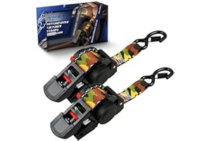 2 Packs Retractable Ratchet Straps (1.5in x 12.3ft),Cargo Strap Tie Downs for Trunk, Garage Motorcycles, Atvs,Trailers-WLL1,1