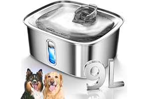MAILOFY Dog Water Fountain for Large Dogs, 9L/2.4Gal Stainless Steel Dog Fountain with Water Level Window & Filtration, Automatic Pet Water Bowl Dispenser Indoor, Super Quiet for Multi-Pet