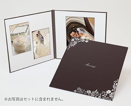 Amazon Co Jp クラウンハート 写真台紙 6切２面 六切りサイズ1枚 2l判2枚 はな柄 茶 Marriage 中枠白色 シルバー箔 七五三 結婚式 成人式 結婚アルバム ベビー 六つ切り ６切 ２面台紙 日本製 カメラ