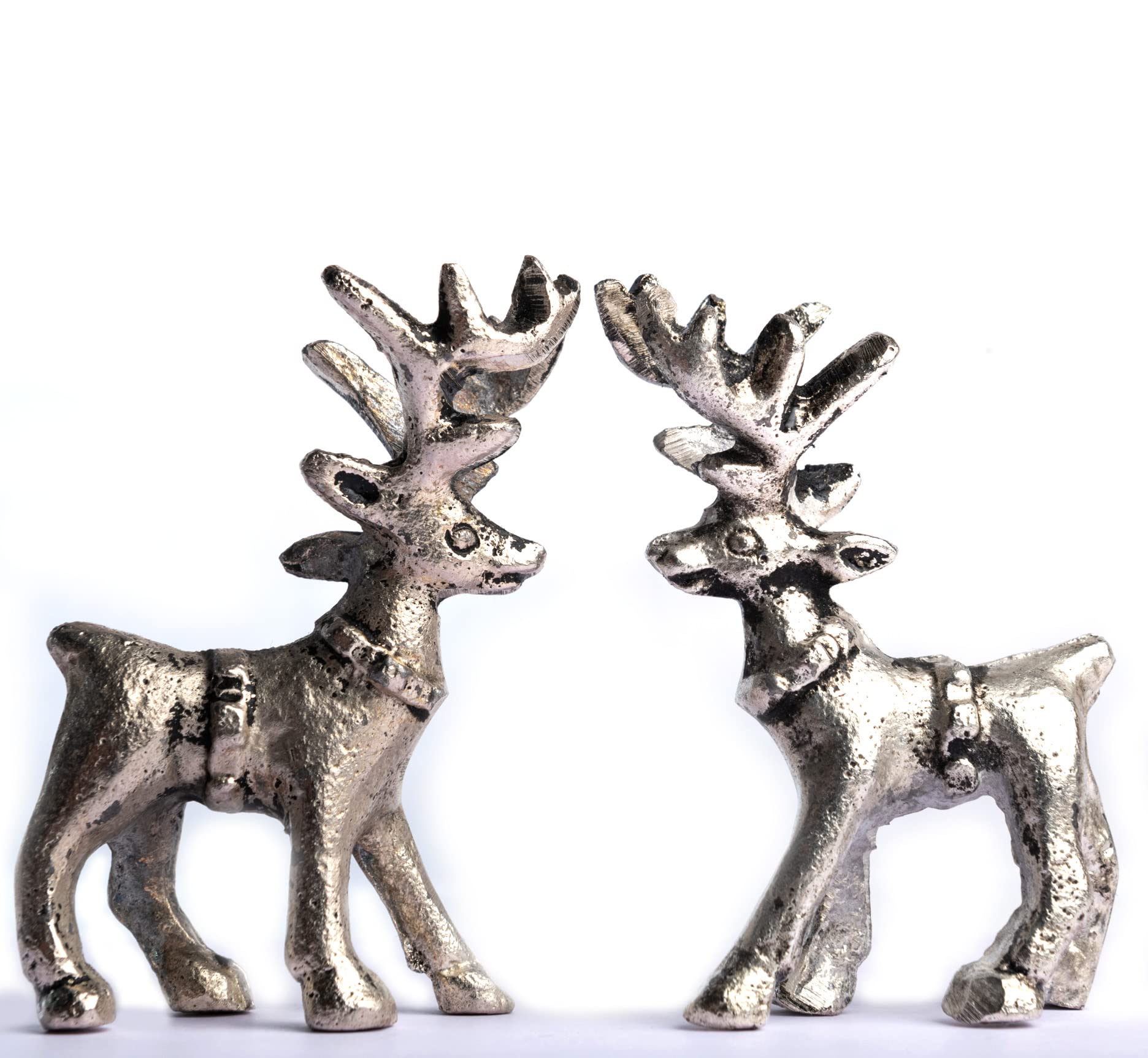 Wonder Care Standing Reindeer Figurines for Christmas Decorations, Home Decorations for Living Room, Christmas Table Decor & Decor for Shelves (Silver)