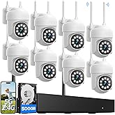 CAMCAMP Wireless Security Camera System, 8X Home Security Cameras Outdoor, PTZ, Auto Human Tracking, 5G WiFi, Smart Night Vis