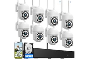 Wireless Security Camera System, CAMCAMP 16CH NVR, PTZ Outdoor Cameras for Home Security, Auto Human Tracking, 2.4G& 5G WiFi, 24/7 Record, 2-Way Audio, Smart Night Vision, 4K CCTV Surveillance Kit(8)