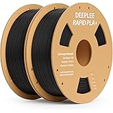 DEEPLEE Rapid PLA Plus Filament 1.75mm, High Speed 3D Printer Filament Up to 600mm/s, PLA+ Filament Dimensional Accuracy +/- 0.02 mm Fits Most FDM 3D Printer, Cardboard Spool 2 Pack 1kg Black