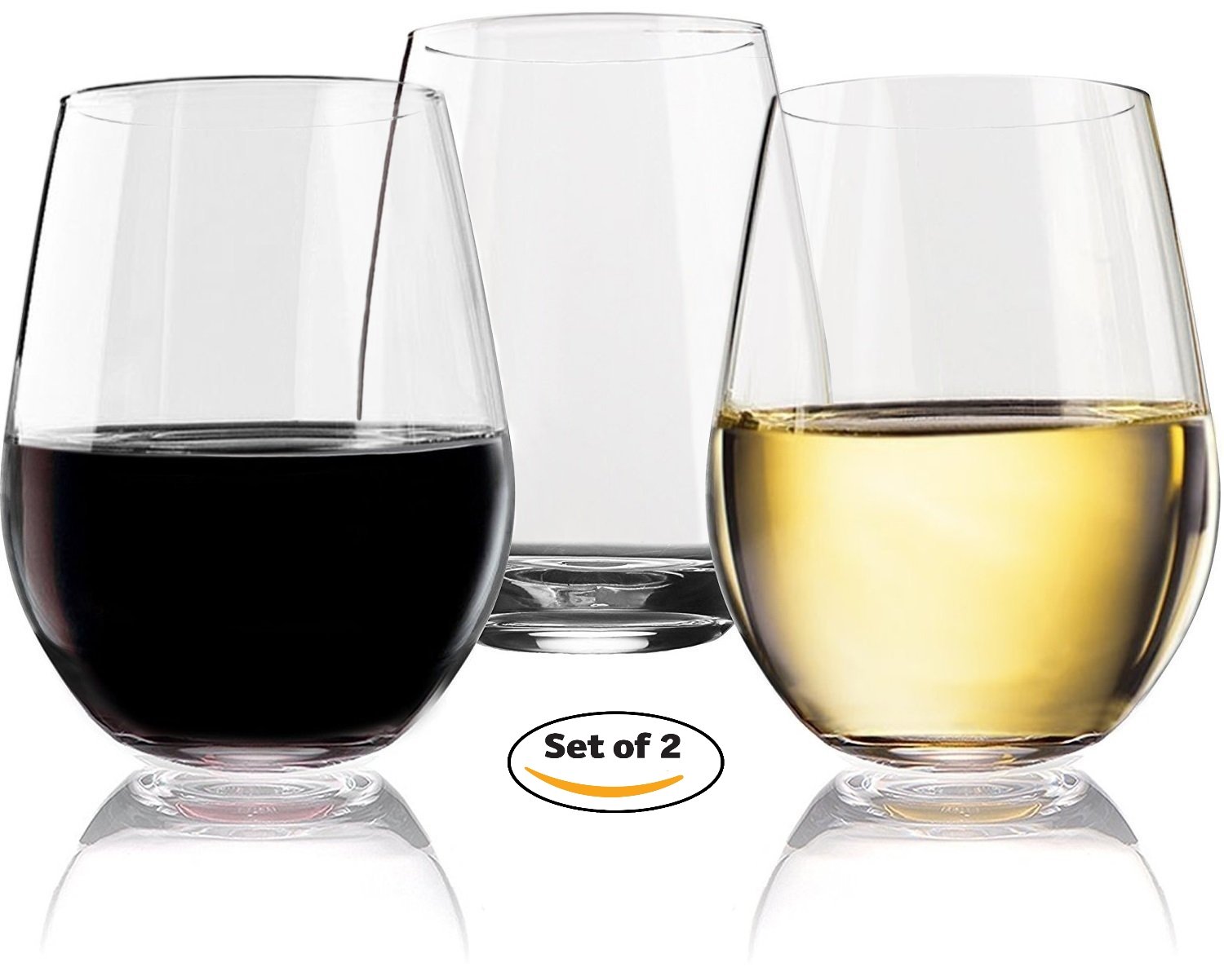 Vivocci Unbreakable Elegant Plastic Stemless Wine Glasses 20 oz 100