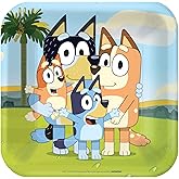 Amscan Bluey Square Plates (Pack of 8) - 9" - Vibrant Multicolor Paper Party Plates - Ideal for Gatherings, Events & Themed Celebrations