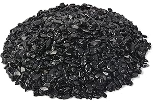 Justinstones Natural Small Black Tourmaline Polished Chips Crushed Tumbled Stone Crystal Healing Embellishments 100 Grams