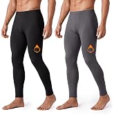 2 Pack Thermal Underwear for Men - Long Johns Fleece Lined Base Layer Pants | Mens Heated Leggings for Winter,Warm Cold Weather Skiing Hiking Snow Bottom,Moisture-Wicking,Elastic,Soft,Heat Retention