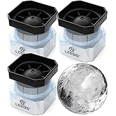 Silicone Freezer Press Sphere Ice Ball Maker Mold, 3 Pack for Large Round Craft Whisky Ice Balls - Bourbon, Scotch, Old Fashi