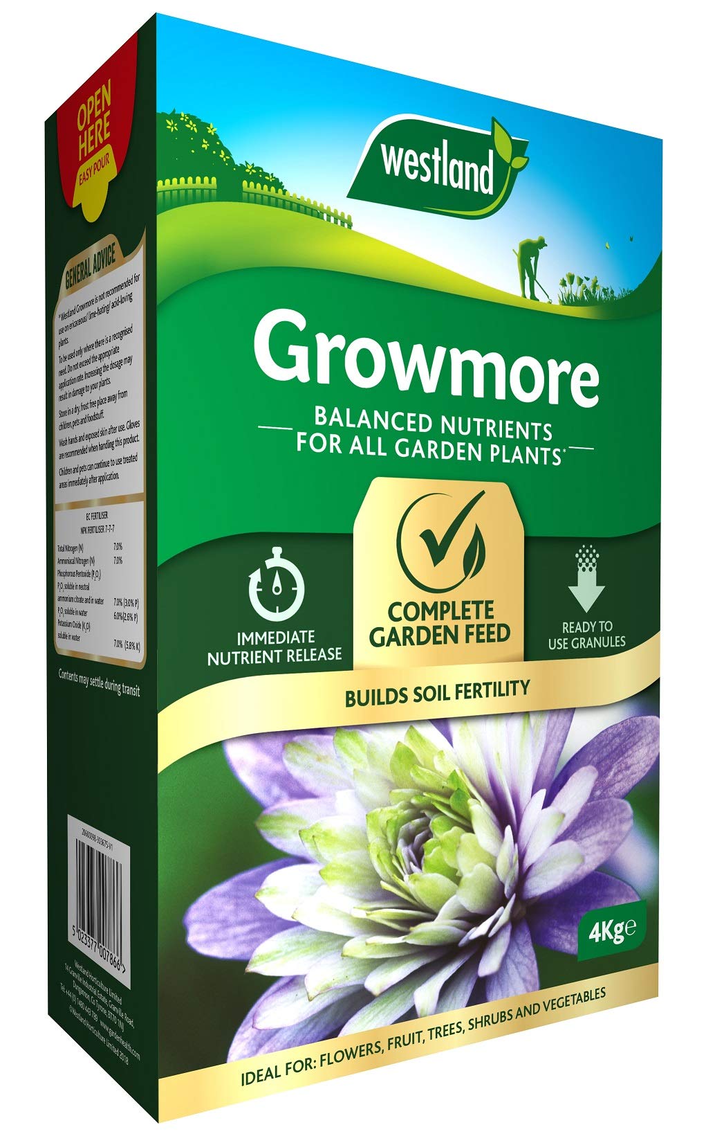 Westland Growmore Balanced Garden Fertiliser For All Plants, 4 Kg, Natural