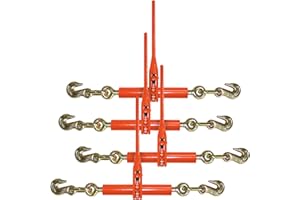 VULCAN Load Binder with 2 Grab Hooks - 4 Pack - Ratchet Style - 7,100 Pound Safe Working Load (Works with 5/16 or 3/8 Inch G70 or G80 Chain)