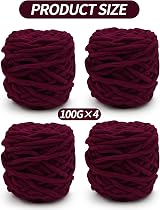 TSLBW Knitting Wool Yarn 4 x 100g Multi-Colored Soft Chunky Chenille view 2