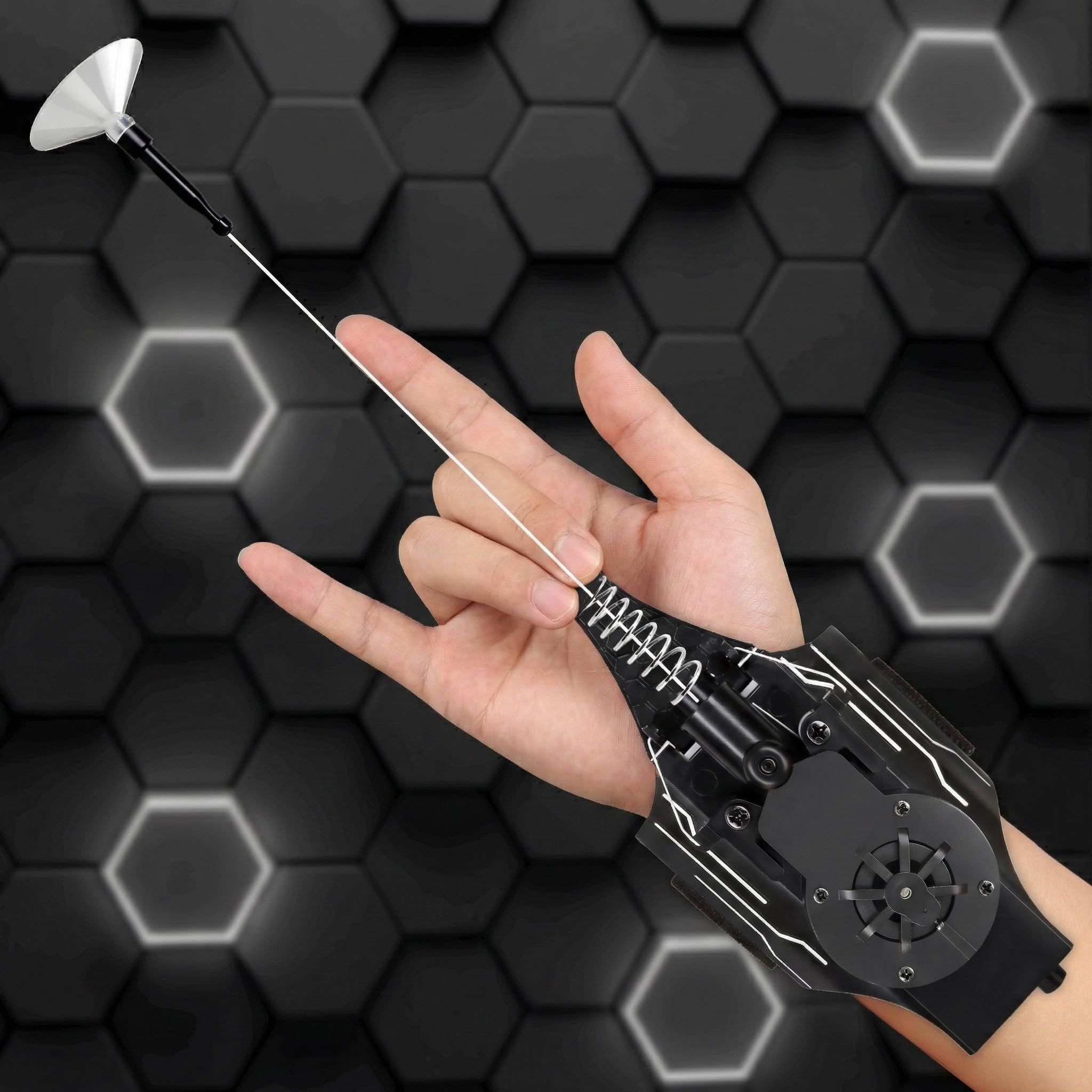 Web Shooter with Gloves - 8FT Spider Web Launcher for Kids, Spider Silk Slinger Wrist Toy for Superhero Funs (Black)