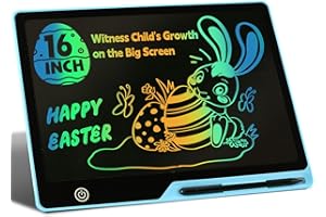 Kinayue LCD Writing Tablet for Kids, Rechargeable 16 Inch Doodle Board,Easter Basket Stuffers,Preschool Learning Toys Christmas Birthday Gift 3 4 5 6 7 Year Old Girls Boys (Blue)