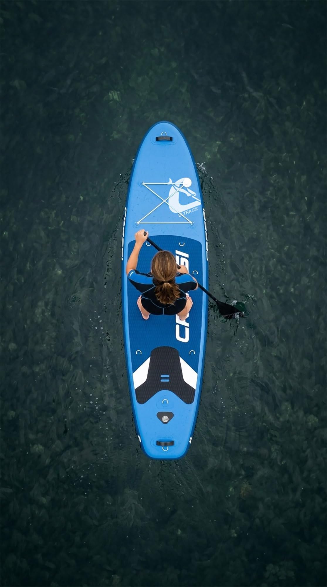 CRESSI seit 1946 - Ultra Isup Set - Aufblasbares SUP Board für Erwachsene Große Stabilität Strapazierfähigkeit Komplett Zubehör Paddel Flosse Pumpe Leine Tasche-Hellblau_320x81x15 cm Max 130 kg 6