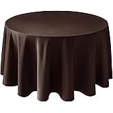 Biscaynebay Textured Fabric Round Tablecloths 108", Brown Water Resistant Table Cloth Circle Folding Table Covers Linen for Dining, Kitchen, Wedding, Parties etc. Machine Washable