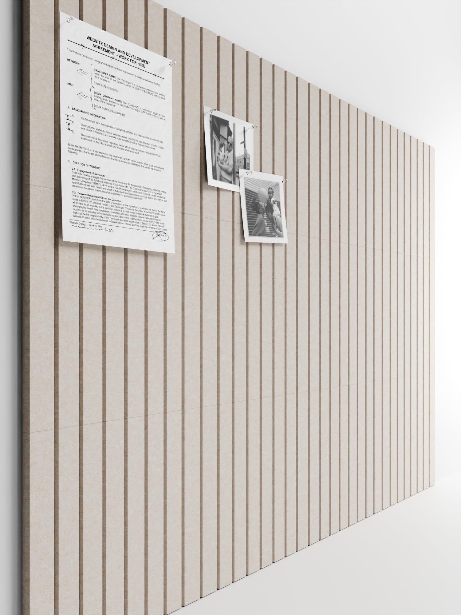 Photo 1 of ** FACTORY SEALED ** Bumusty Large Cork Board Alternative-47 x35 Felt Bulletin Board Tiles, with 30 Pushpins, 70 Adhesive Tabs, 12-Pack Slat Wall Paneling, Cork Boards for Office Push Pin Board Felt Board-Oatmeal