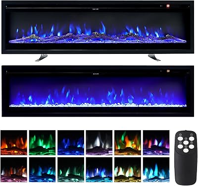 INMOZATA 102cm Electric Fireplace Wall Mounted or Freestanding with Remote