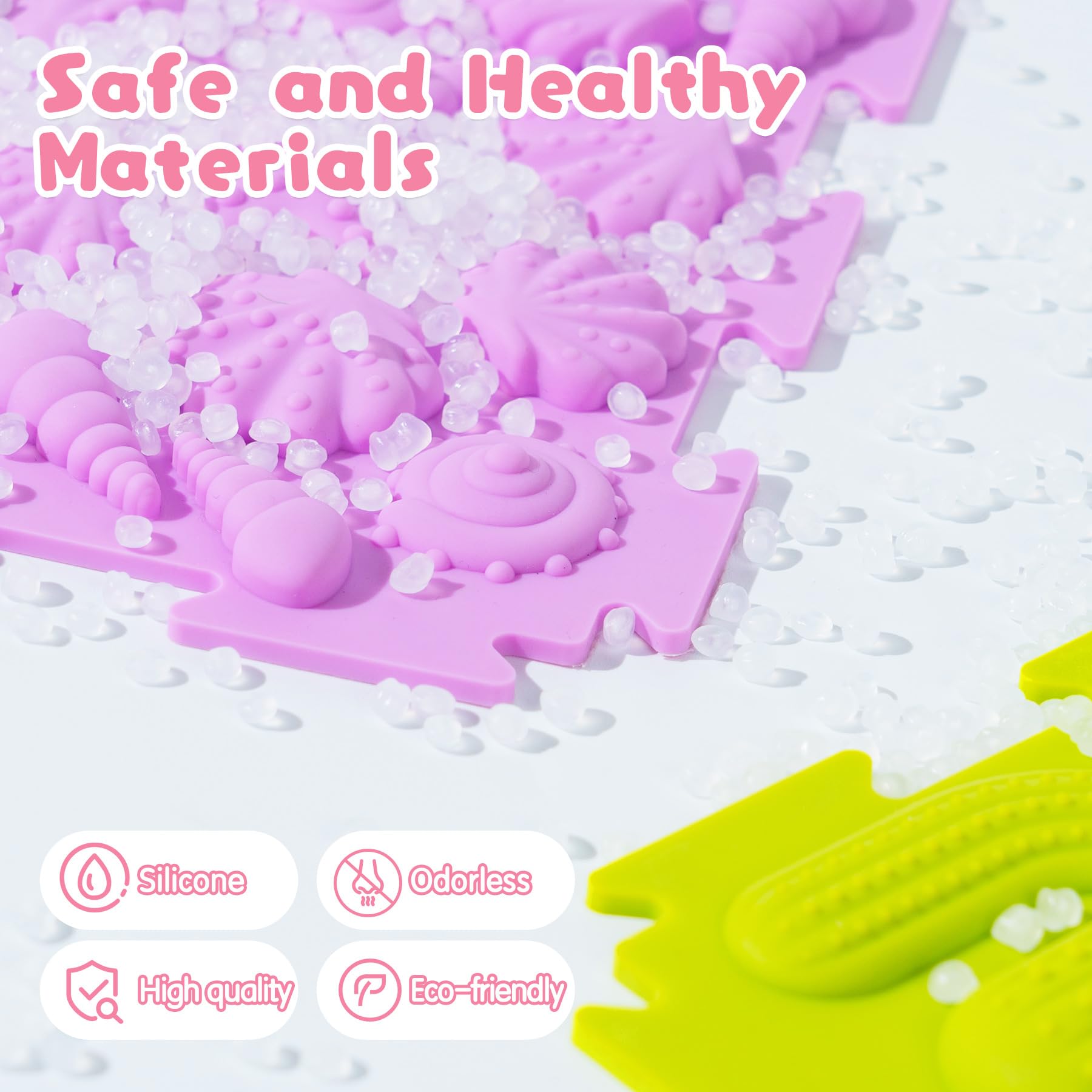 8 Pcs Sensory Mats, Sensory Tiles Puzzle Floor Mat for Kids Sensory Room Items，Different Patterns and Colors - Silicone Massage Orthopedic Mat for Children with Autism