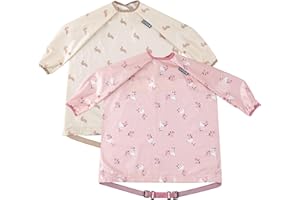 BIBaDO - Long Sleeve Baby Bibs - Babies & Toddlers 6-36 Months - Coverall Baby Led Weaning Bib - Easy Wipe, Soft & Waterproof