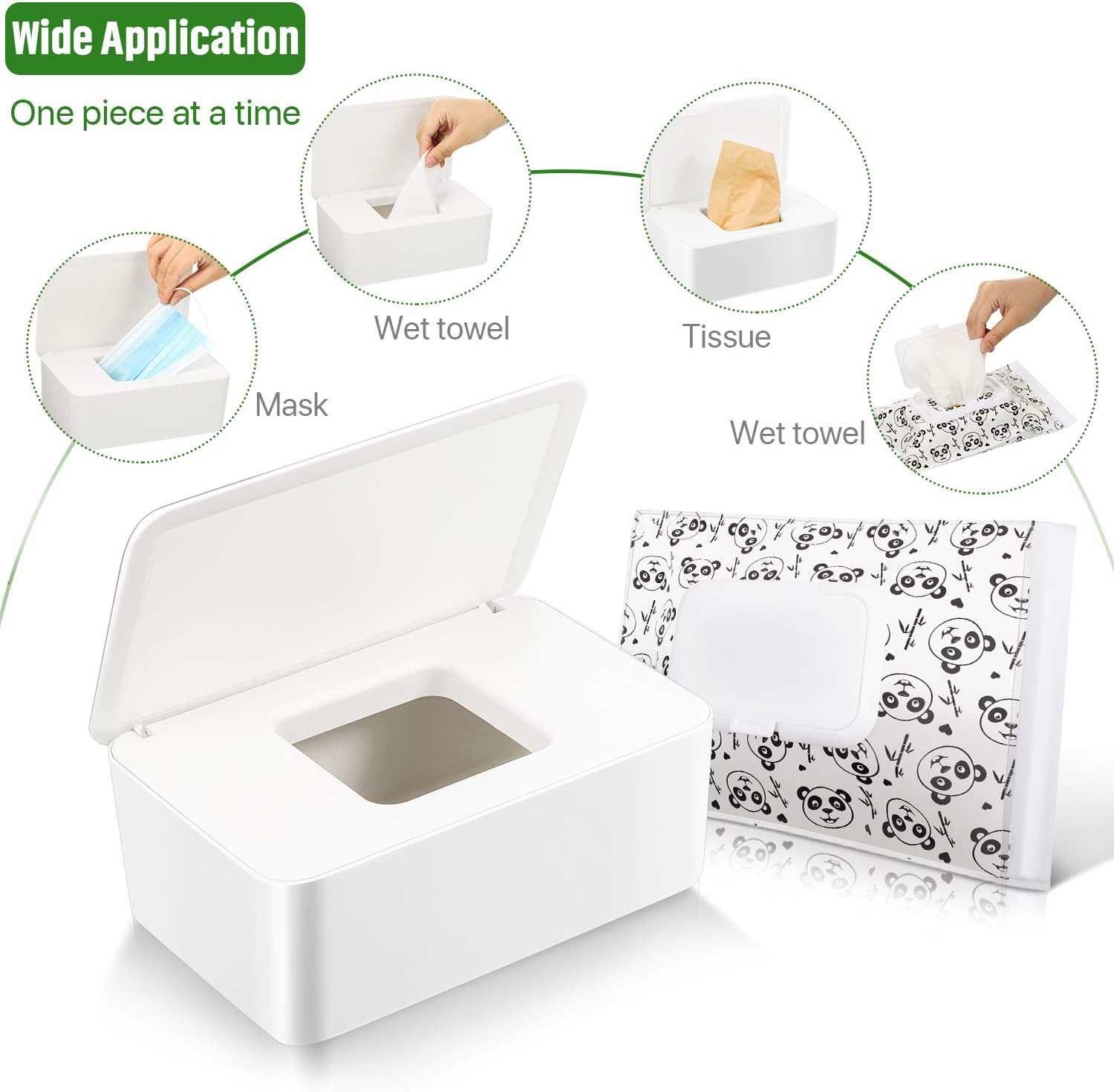 Tissue Box with Lid Baby Wipes Dispenser Pouch with Lids for Napkin Nappy Paper Tissues Towel