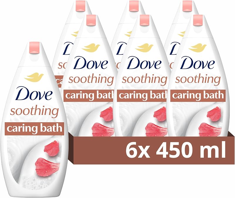 Dove Soothing Almond Cream Hibiscus Bath Soak 6x450ml with 1/4 Moisturising