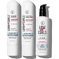Love Ur Curls - Fragrance Free Shampoo and Conditioner Set with All in One Curl Cream Styler for Curly Hair, 3 Step System to