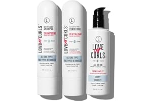 Love Ur Curls - Fragrance Free Shampoo and Conditioner Set with All in One Curl Cream Styler for Curly Hair, 3 Step System to