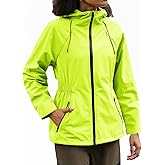Yousify Womens Rain Jackets Lightweight Waterproof Raincoat Windbreaker Hooded Trench Coats with Pockets Cycling Bike Jacket
