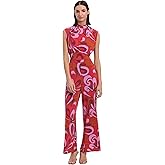 Donna Morgan Women's Dresses Printed Mock Neck Jumpsuit