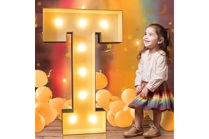 LEDIDO 3FT Marquee Light Up Letters, Large Marquee Letters for Party Decoration, Mosaic Letters for Birthday, Light Up Large Block Letters for Baby Shower Wedding Decor, Pre-Cut Frame Light Up Letters T