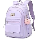 YOJOY Laptop Backpack 15.6 Inch College Backpacks for Women, School Backpack for Girls,Students Aesthetic Anti Theft Travel Daypack Large Bookbags Middle High School Back Pack(Purple)