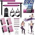 Upgraded Pilates Bar Kit with Resistance Bands Natural Latex for Women & Men, Heavy-Duty Stainless Steel Multifunctional Yoga Pilates Stick for Home Gym Exercise Fitness Equipment Full-Body Workouts