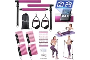 Pilates Bar Kit with resistance bands on a yoga mat