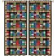 Pixelated Bookshelf Curtain for Kids, Shelf with Books in Pixel Art Style Game Concept Rod Pocket Window Treatments Drapes for Girls Boys Bedroom Playroom 42x45in(Décor)