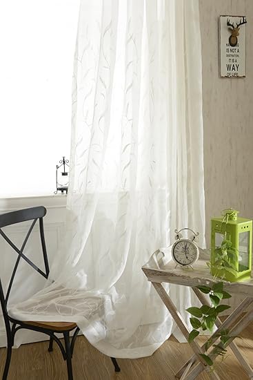 Amazon Com White Rod Pocket Sheer Curtains 96 Inches Length