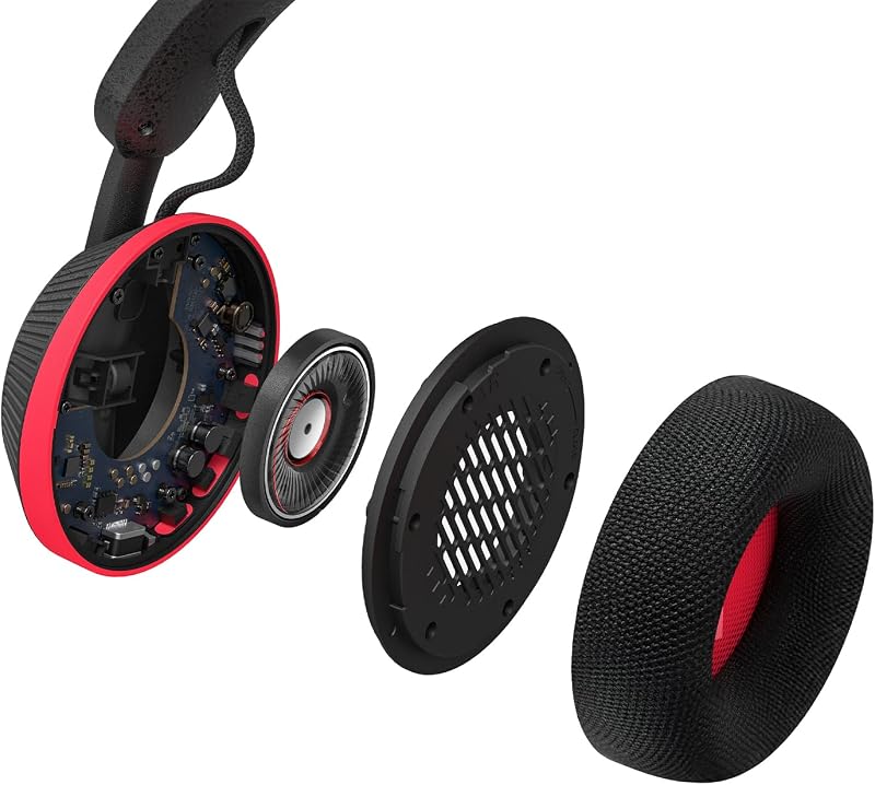 TAA6219BK Solar Powered Self Charging On Ear Bluetooth Headphones - 80 Hour Battery Reserve Ideal for Working Out, Running and Other Sports - Black and Red