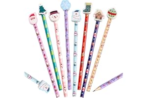 Ceiba Tree Christmas Pencils and Top Erasers for Student 24pack Pencils with Erasers for Kids Classroom Prizes Stationery Holidays Rewards Party Favors