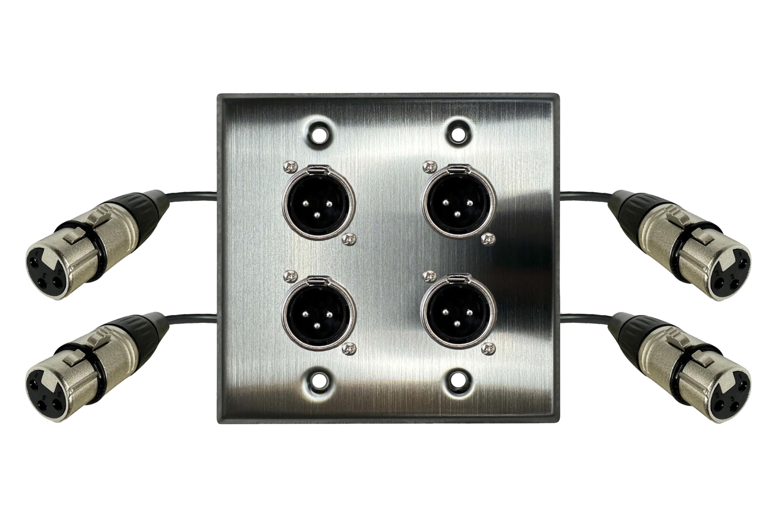 DIYTECH Premium XLR Wall Plate, Solderless, No Solder, Audio Wall Plate, for Pro Audio Installation (Male to Female 4-Port)