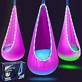 LFSMVT Light Up Kids Pod Swing Seat, Upgraded Kids Hanging Hammock Swing with LED Lights, Cotton Sensory Pod Swing Chair with Inflatable Pillow, Pod Swing for Kids Indoor & Outdoor (1 PCS) (Pink)
