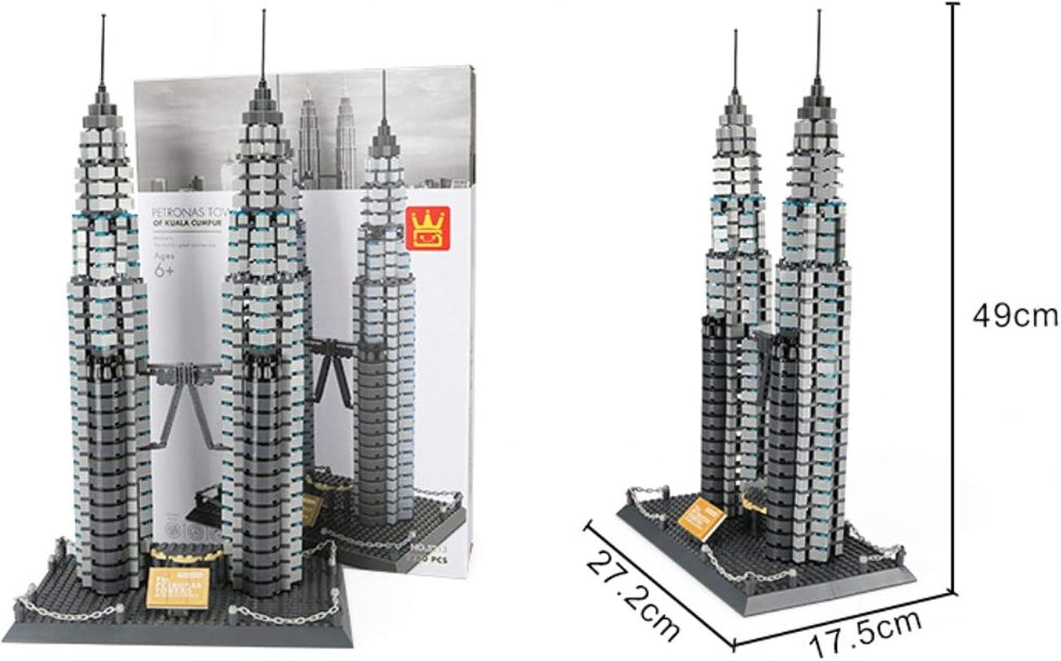 Wange Petronas Towers of Kuala Lumpur. Architecture building bricks set, 27 x 18 x 49 cm - Image 5