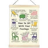 CGBHW Mental Health Poster Hanger Frame 12x16, Relax Feelings Emotions Regulation Posters Wall Art Hanging Decor for Psychologist Counselor Therapy Office Therapist Calming Office, Mood Meter Decor