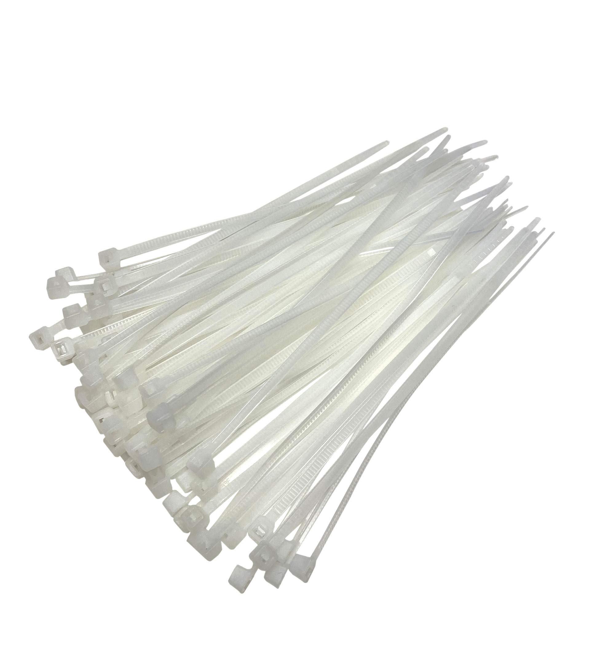 Cable Ties - 200mm x 4.8mm - 8" Premium Tie Wraps - Nylon Zip Ties (Natural)