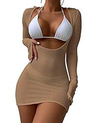 ZAFUL Womens Swimsuit Cover Up Dress Off Shoulder