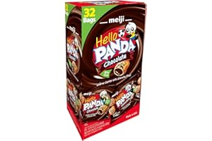 Meiji Hello Panda Cookies, Chocolate Crème Filled - 32 Count, 0.75oz Packages - Bite Sized Cookies with Fun Panda Sports