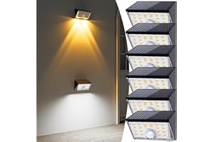 JSOT Solar Fence Lights Outdoor, 4 Modes Solar Lights Outdoor Waterproof IP65, 6Pack Motion Sensor Bright Wall Security Lighting for Outside Yard Front Door Fence - Cool White