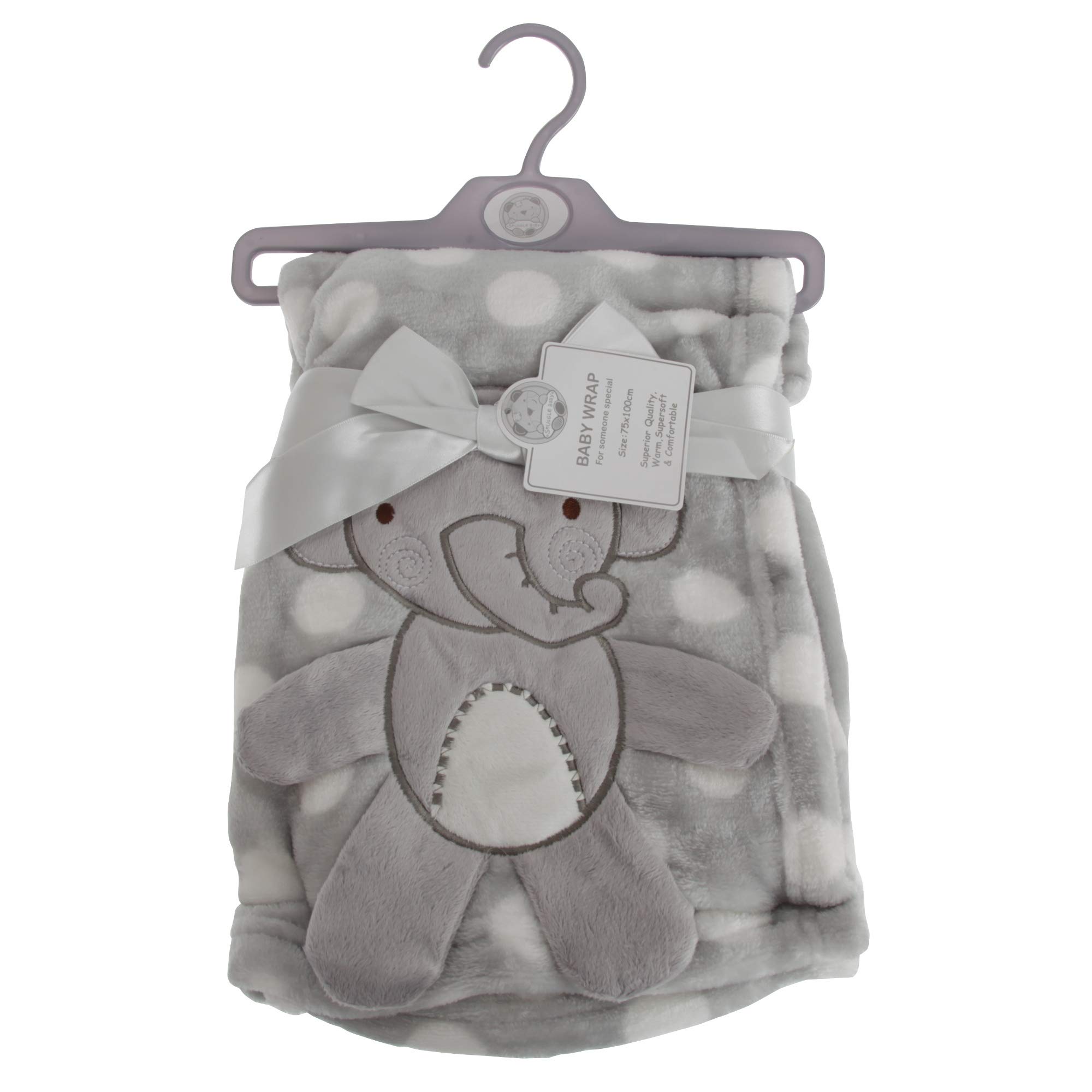 Snuggle Baby Baby Boys/Girls Polka-Dot Elephant Wrap (75cm x 100cm) (Grey/White)