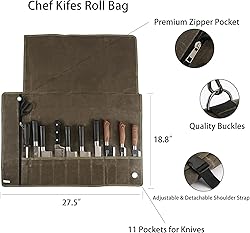 Chef’s Knife Roll Bag,Waxed Canvas Knife Cultery