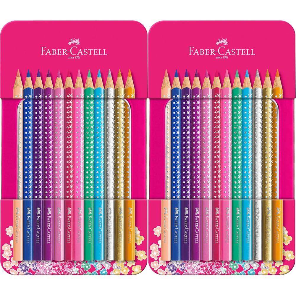 Faber-Castell Sparkle Colour Pencils - Tin of 12 (Pack of 2) — image 1